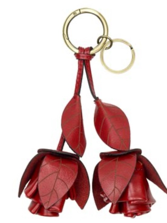 Patricia Nash Handbags - Patricia Nash Red Leather Rose Double Charm Keychain